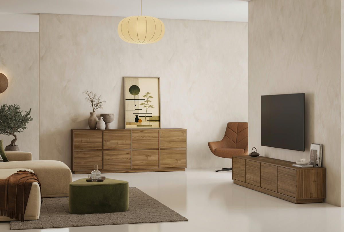 ŠIROKÁ KOMODA, barvy ořechu, 220,5/82,5/41,5 cm - barvy ořechu, Design, kompozitní dřevo (220,5/82,5/41,5cm) - MID.YOU