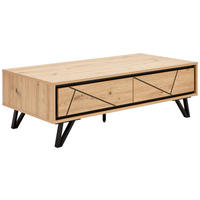 COUCHTISCH rechteckig Schwarz, Eichefarben  - Eichefarben/Schwarz, LIFESTYLE, Holzwerkstoff/Metall (120/60/38cm) - MID.YOU