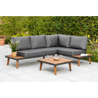 TERASOVÁ SEDACIA SÚPRAVA drevo, kov, textil - hnedá/sivá, Konventionell, kov/drevo (211/28/152,5cm) - Gardenson