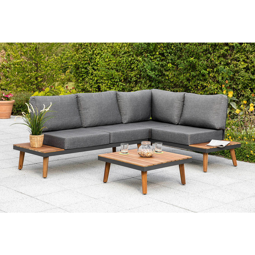 Gardenson TERASOVÁ SEDACÍ SOUPRAVA dřevo, kov, textil