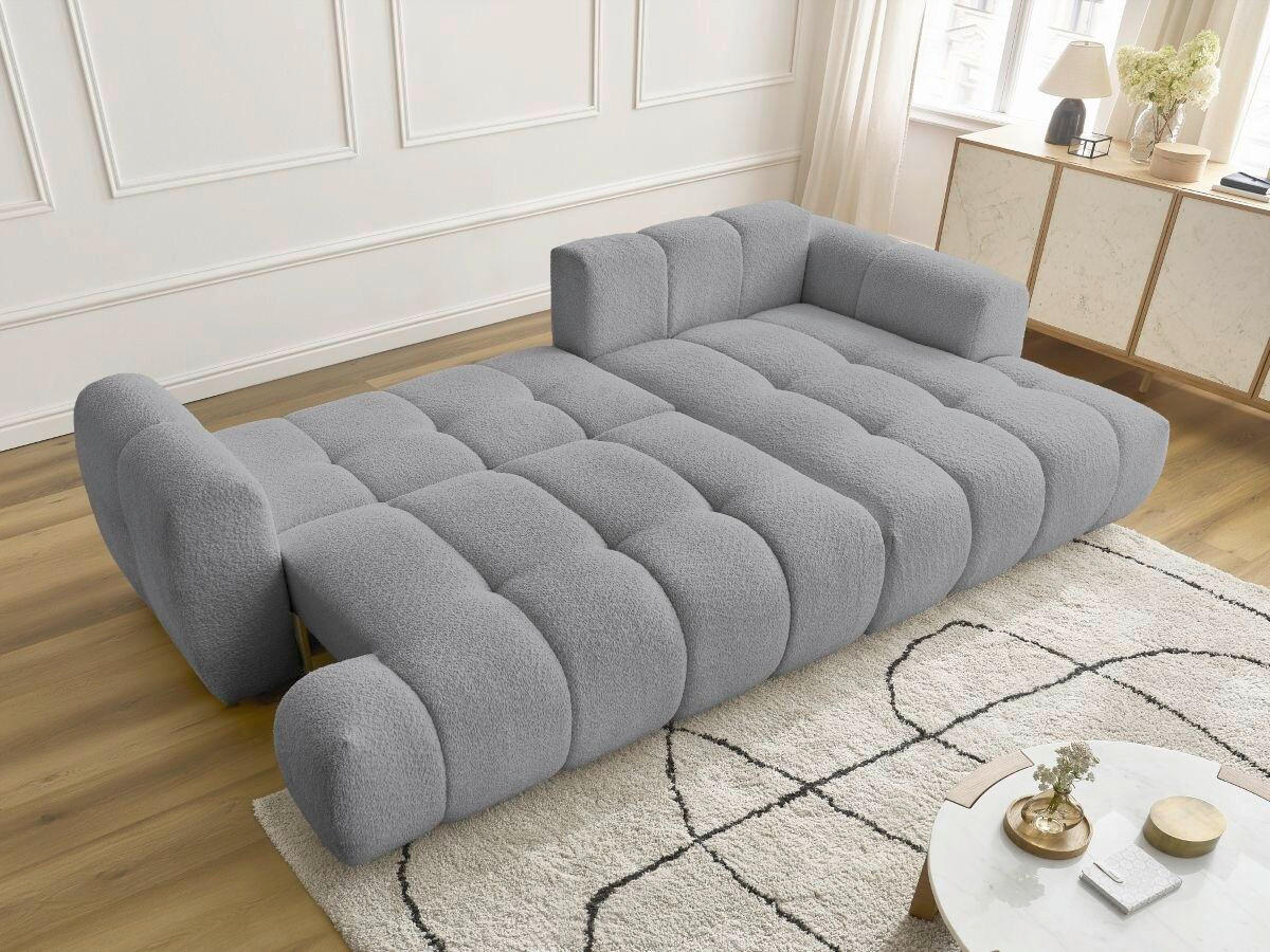 ECKSCHLAFSOFA FUJI Bouclé Dunkelgrau  inkl.  - Dunkelgrau/Schwarz, MODERN, Kunststoff/Textil (292/160cm)