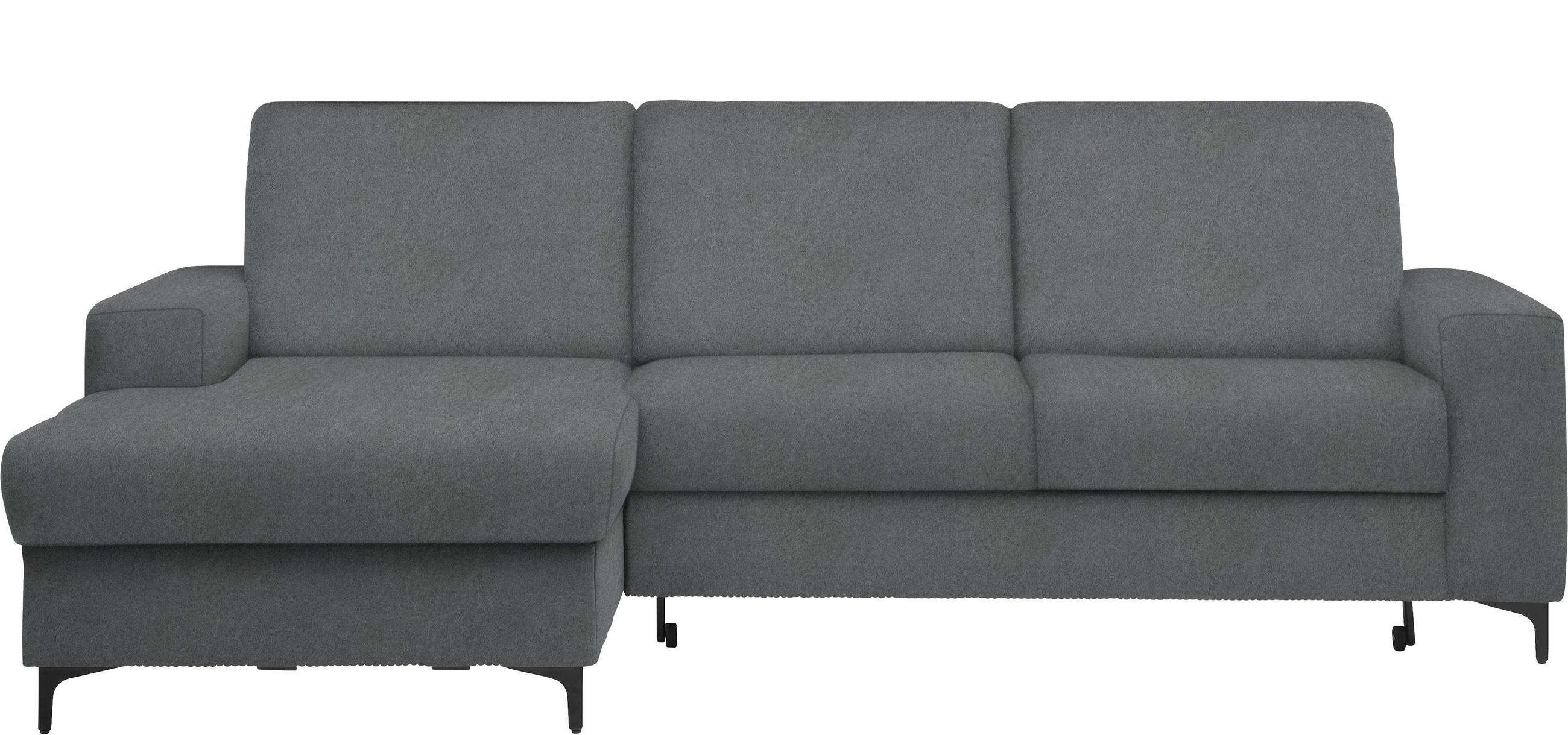 ECKSOFA in Velours Grau  - Schwarz/Grau, KONVENTIONELL, Textil/Metall (167/247cm) - Stylife