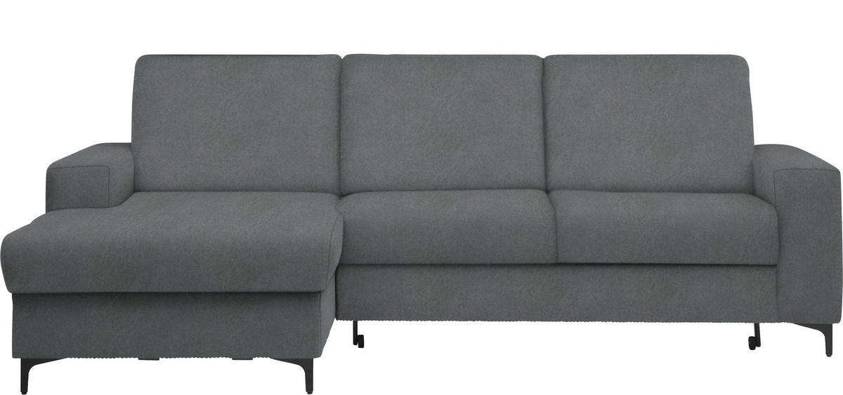 ECKSOFA in Velours Grau  - Schwarz/Grau, Konventionell, Textil/Metall (167/247cm) - Stylife