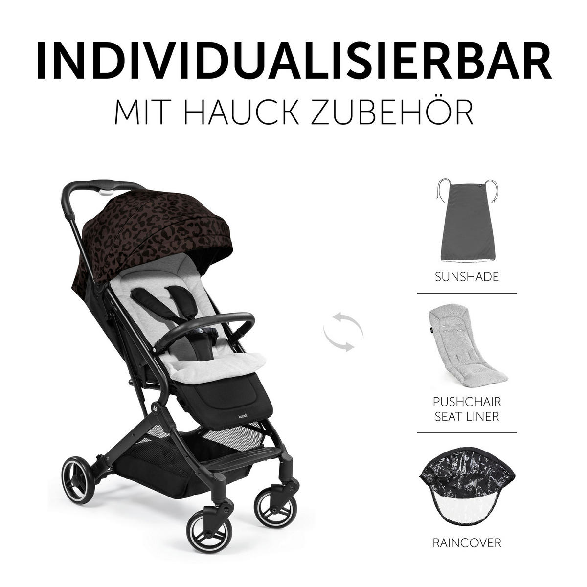 BUGGY Travel N Care  - Schwarz/Braun, Basics, Metall (86/50/104cm) - Hauck