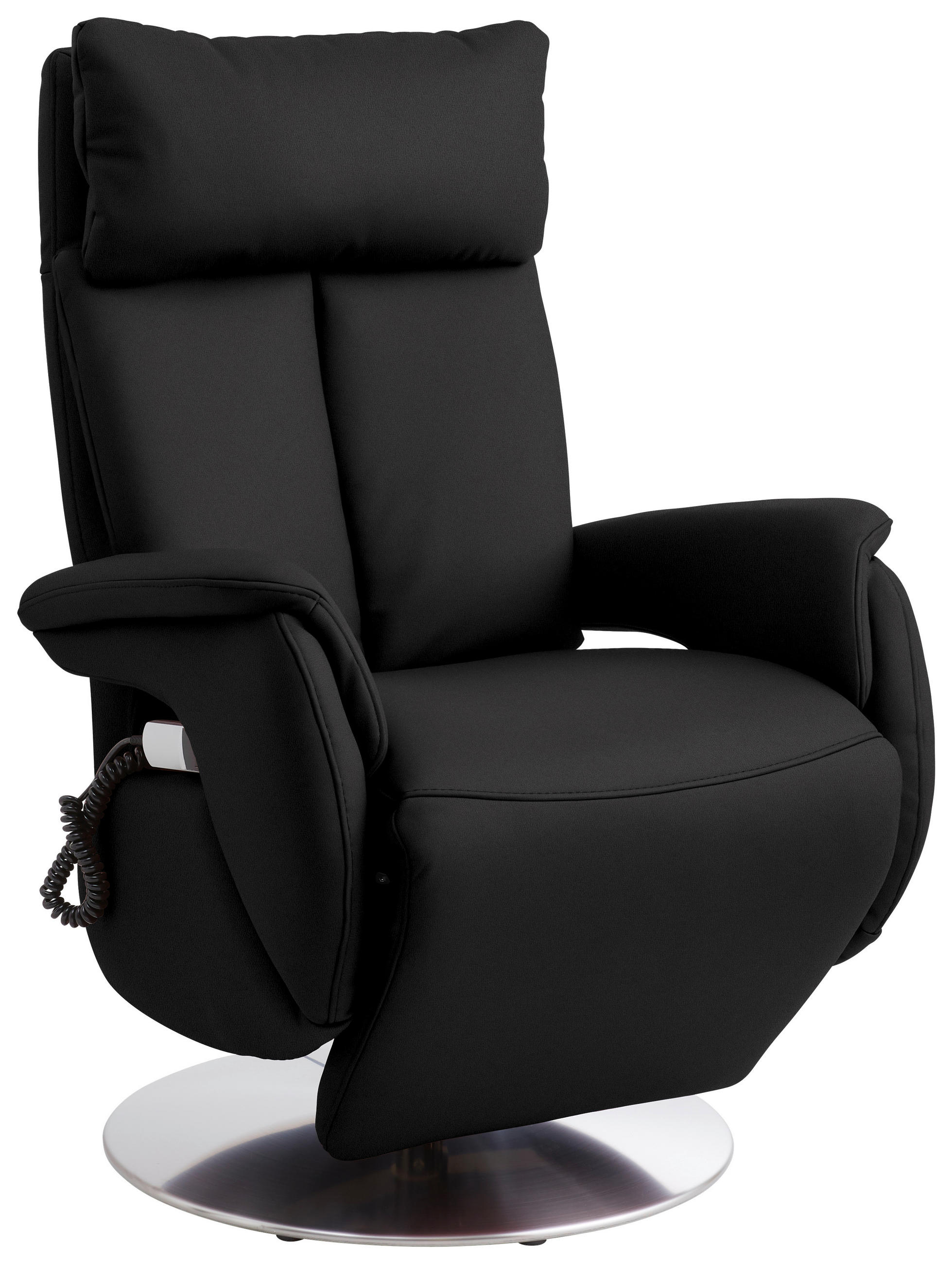 RELAXSESSEL in Leder Schwarz  - Edelstahlfarben/Schwarz, Konventionell, Leder/Metall (78/110/81cm) - Cantus