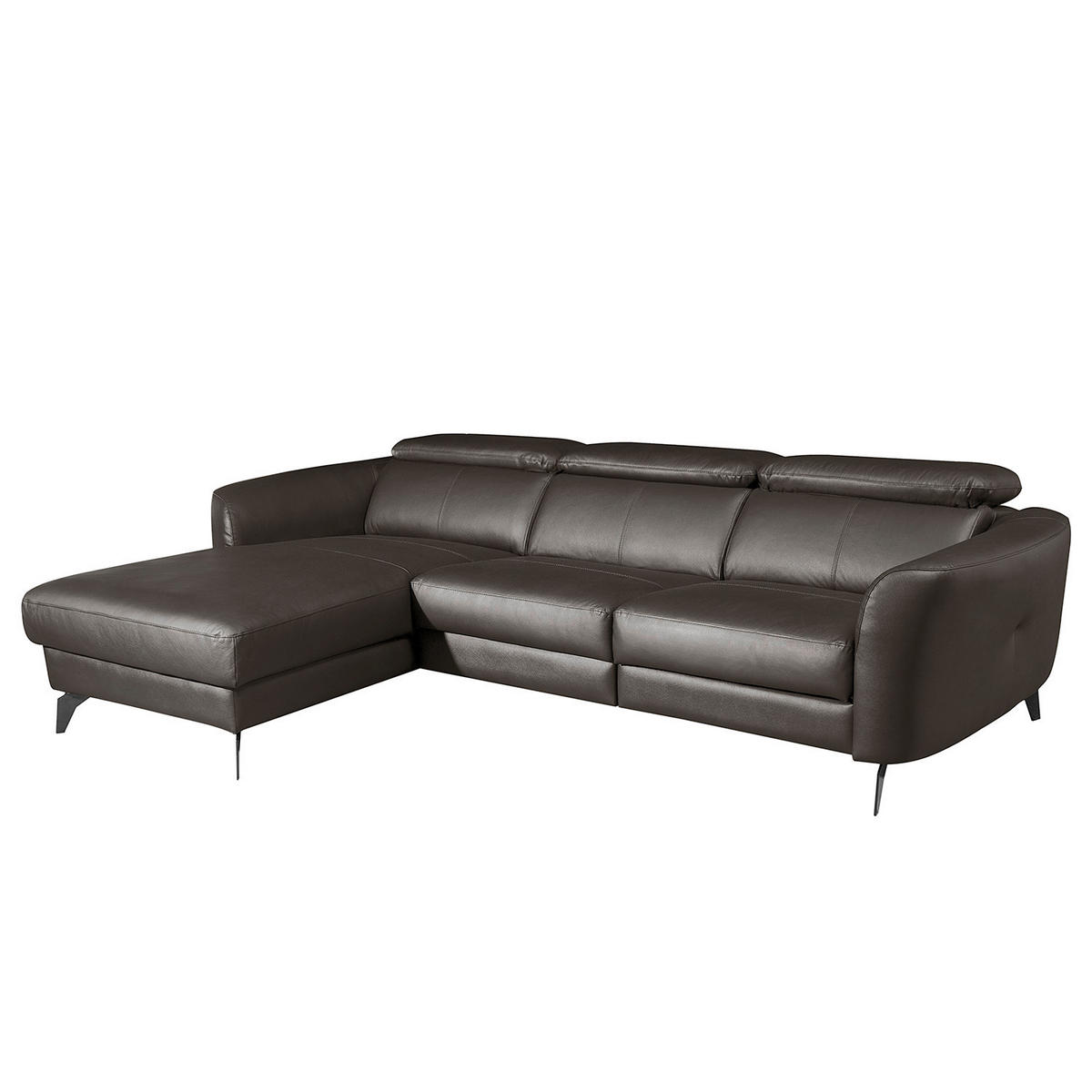 ECKSOFA Dunkelbraun Echtleder Lederlook  - Dunkelbraun/Schwarz, Design, Leder/Textil (183/261cm) - Livetastic
