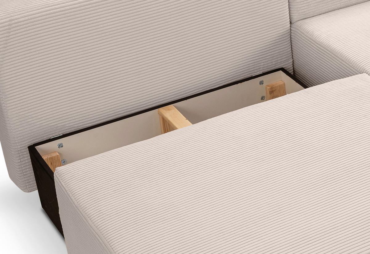 ECKSOFA AMSTERIX Greige Cord  - Greige/Schwarz, Basics, Kunststoff/Textil (213/158cm) - MID.YOU