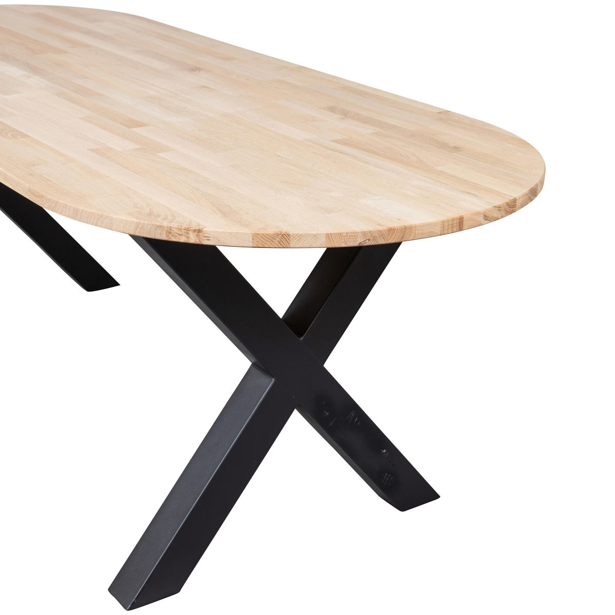 ESSTISCH Eiche oval Eichefarben  - Eichefarben/Schwarz, Design, Holz/Metall (220/90/75cm) - Livetastic