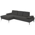 ECKSOFA in Chenille, Mikrofaser Graubraun  - Graubraun/Schwarz, Design, Textil/Metall (157/299cm) - Dieter Knoll