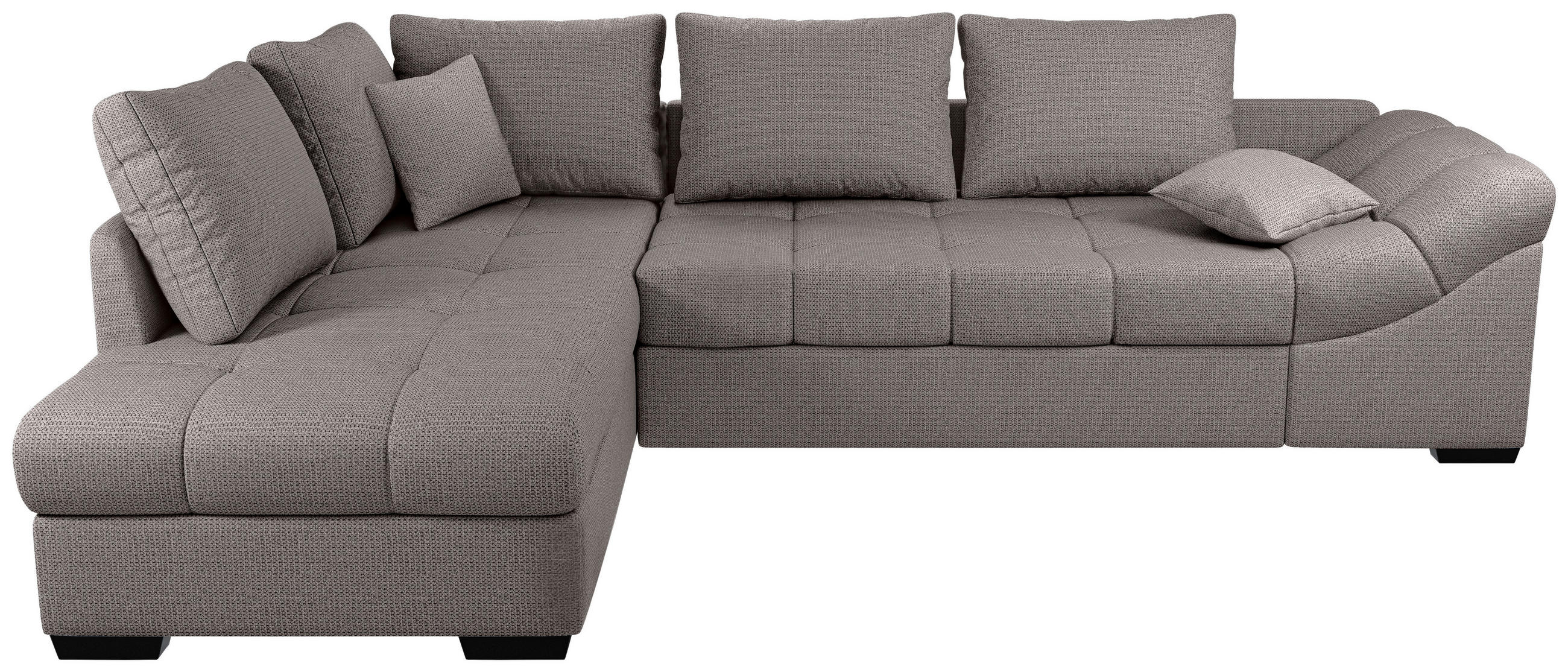 ECKSCHLAFSOFA Graubraun Chenille  - Graubraun/Schwarz, MODERN, Holz/Textil (202/298cm) - MID.YOU
