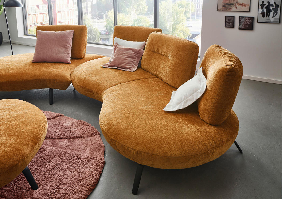 BIGSOFA Flachgewebe Senfgelb  - Senfgelb/Schwarz, Design, Textil/Metall (456/93/138cm) - Moderano