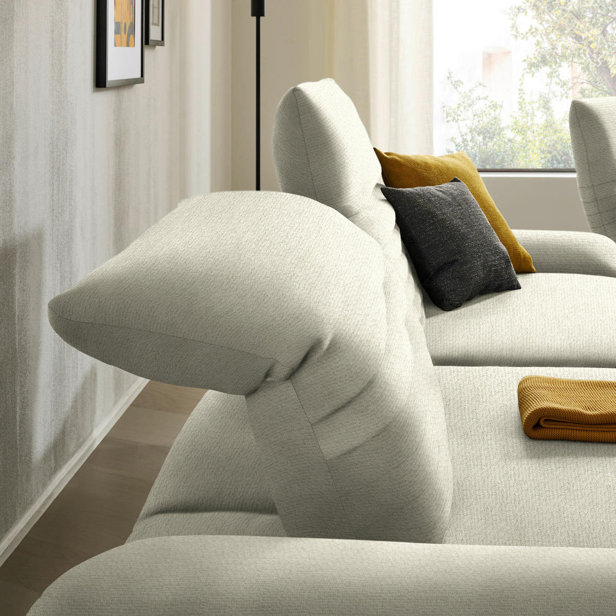 ECKSOFA Chenille Beige  - Beige/Schwarz, Design, Textil/Metall (170-195/280cm) - Dieter Knoll