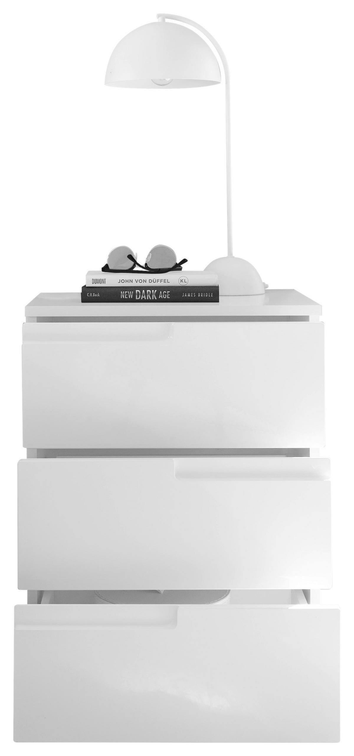 NACHTSCHRANK 46,2/60,9/40 cm  - Weiß Hochglanz/Schwarz, MODERN, Holzwerkstoff/Kunststoff (46,2/60,9/40cm)