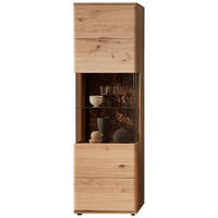 VITRINE Braun, Eschefarben, Eiche Artisan  60/205/40 cm  - Anthrazit/Eschefarben, Natur, Glas/Holz (60/205/40cm) - Linea Natura