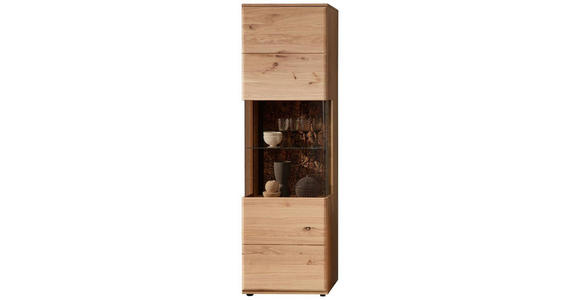 VITRINE  in massiv Esche, Kork Braun, Eschefarben, Eiche Artisan - Anthrazit/Eschefarben, Natur, Glas/Holz (60/205/40cm) - Linea Natura