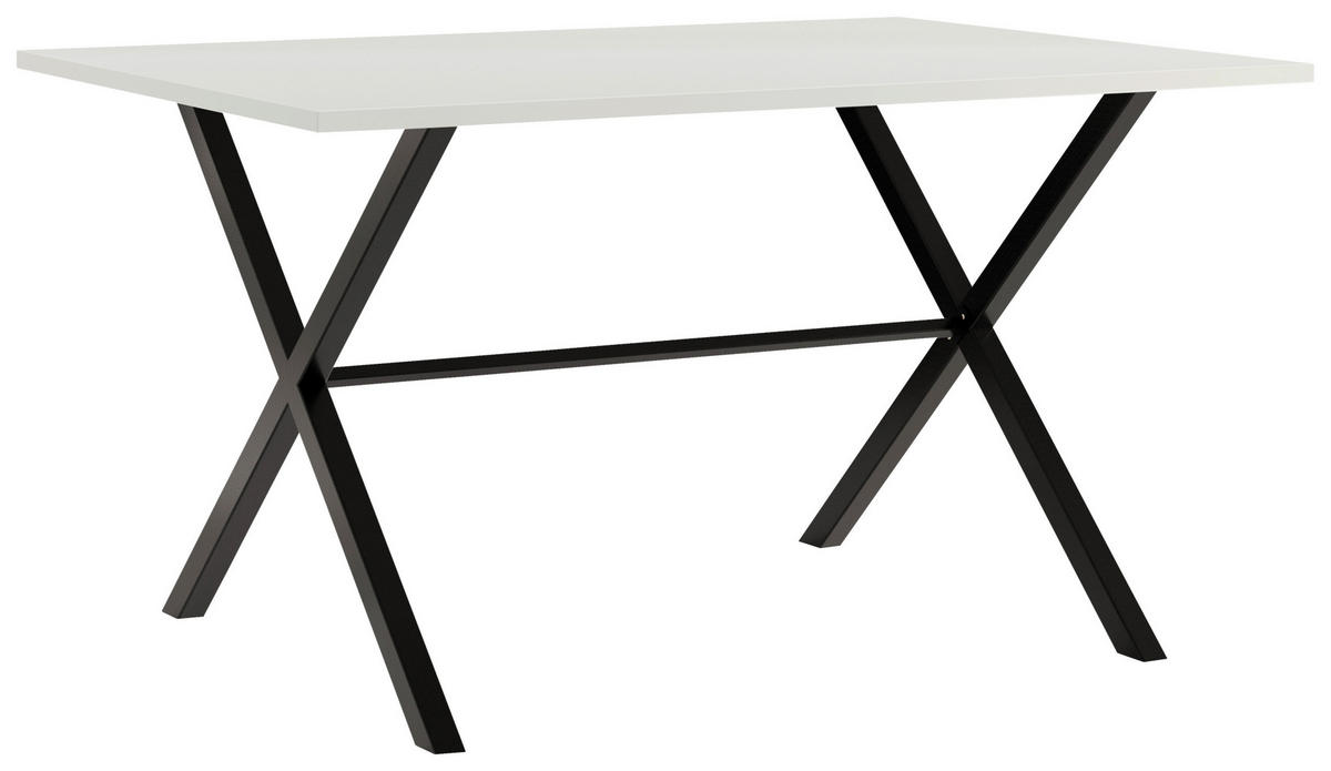 ESSTISCH Weiß rechteckig   - Schwarz/Weiß, Design, Holzwerkstoff/Metall (140/90/76cm) - Stylife