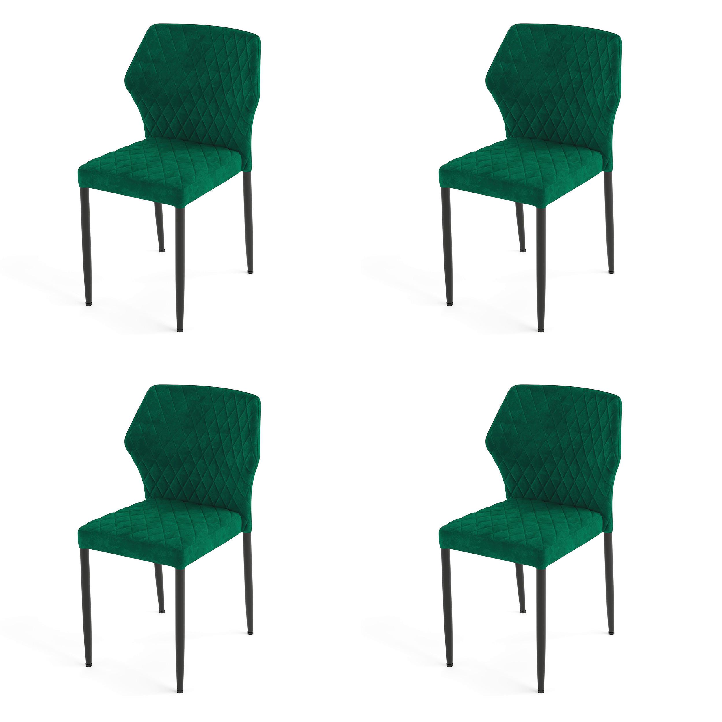 STUHL-SET 4 Stück  in Stahl  - Grün, MODERN, Leder/Metall (49/80/56cm) - MID.YOU