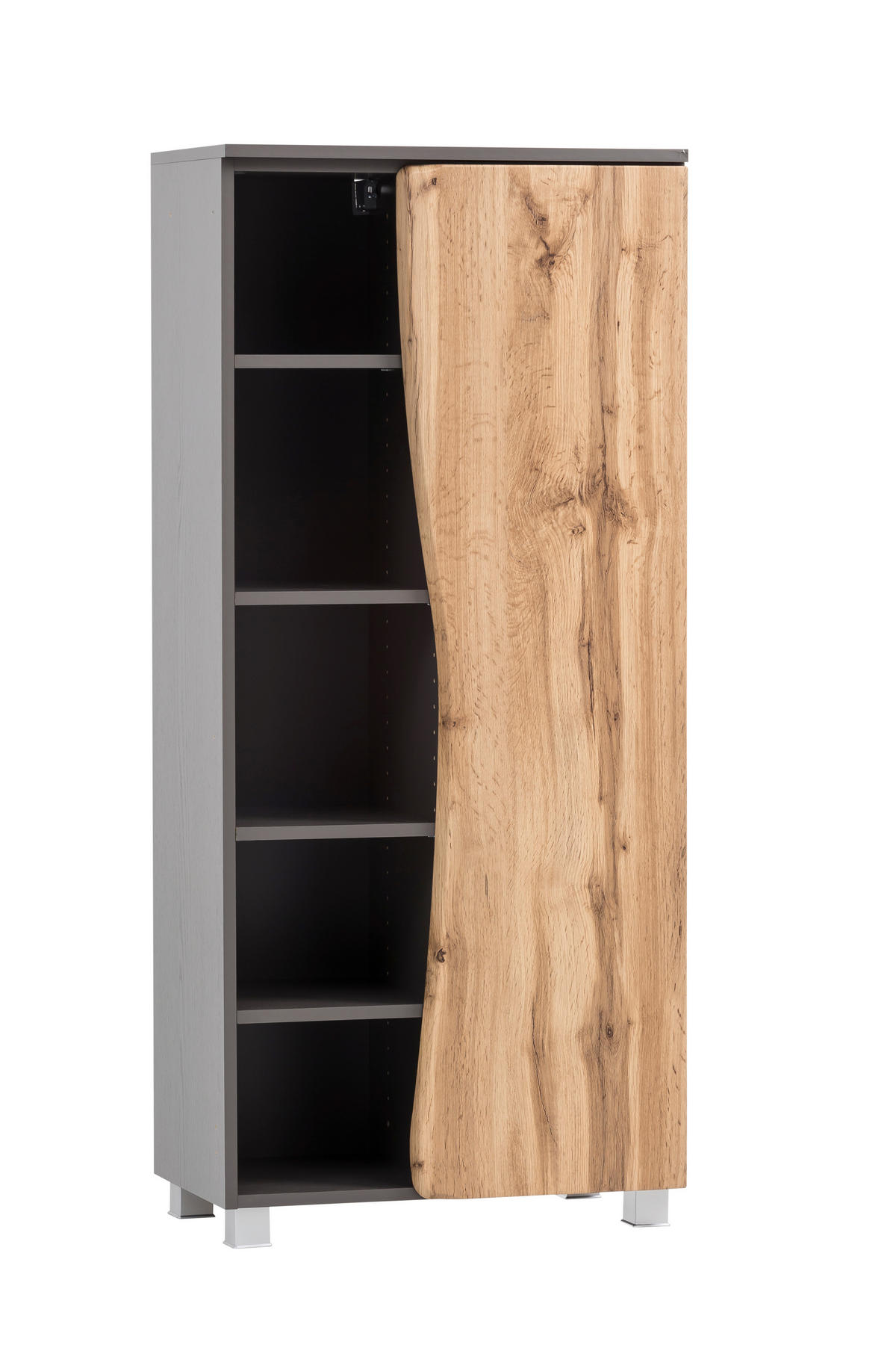 MIDISCHRANK 60/130/35 cm  - Eiche Wotan/Graphitfarben, Natur, Holzwerkstoff (60/130/35cm) - Xora