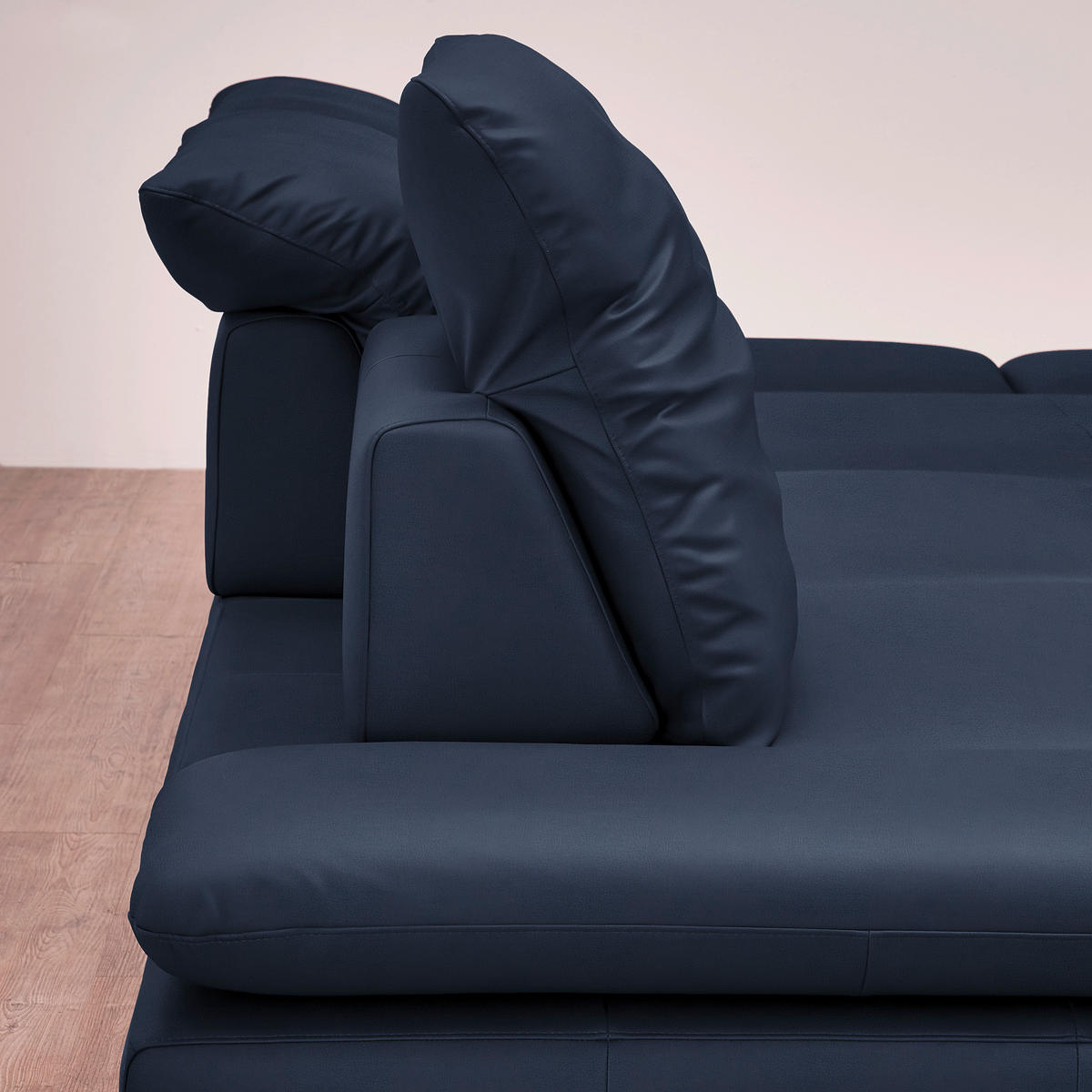 ECKSOFA in Echtleder Blau  - Blau/Silberfarben, Design, Leder/Metall (200/315cm) - Chilliano