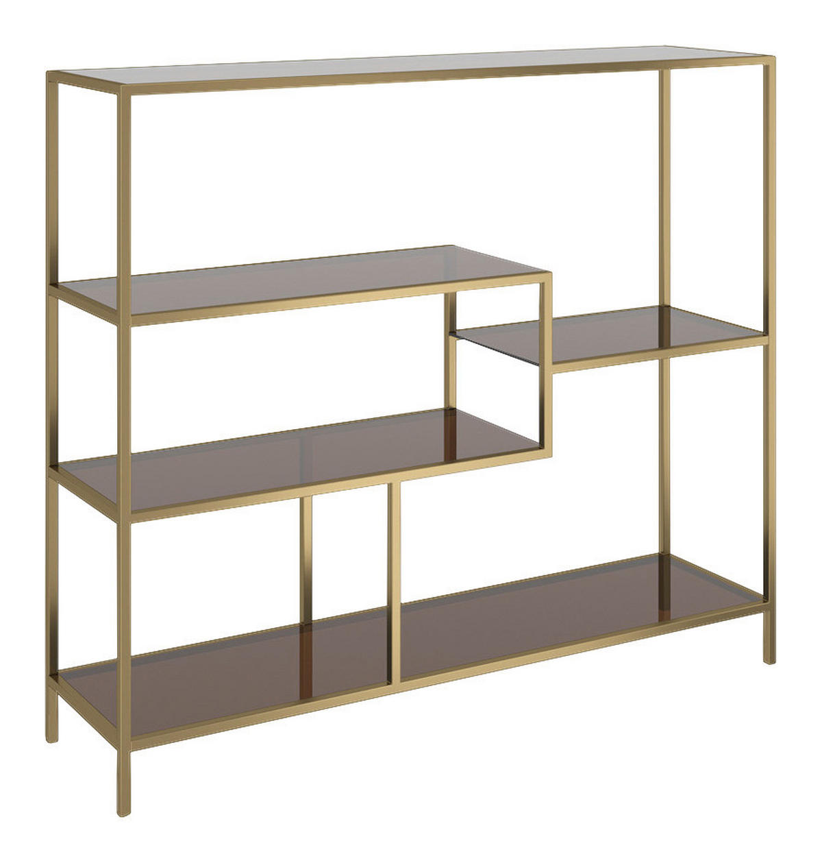 REGAL Goldfarben, Hellbraun  - Hellbraun/Goldfarben, Design, Glas/Metall (115/100/30cm) - Kare-Design