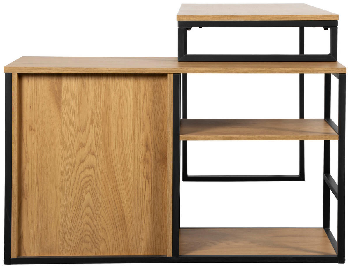 SAROKÍRÓASZTAL  - tölgyfa színű/fekete, Modern, faalapú anyag/fém (140/100/75cm) - Livetastic