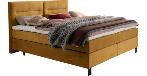 BOXSPRINGBETT 200/220 cm  in Senfgelb  - Senfgelb/Schwarz, KONVENTIONELL, Textil/Metall (200/220cm) - Esposa