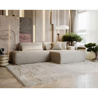 ECKSOFA REVE in Chenille Beige  284/160 cm  - Beige/Schwarz, Design, Kunststoff/Textil (284/160cm) - Livetastic