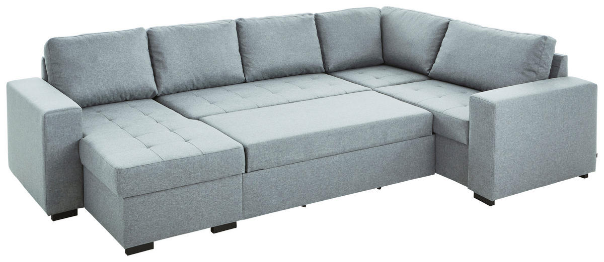 SEDEŽNA GARNITURA, tkanina turkizna  - turkizna/črna, Konvencionalno, umetna masa/tekstil (157/313/207cm) - Ti'me