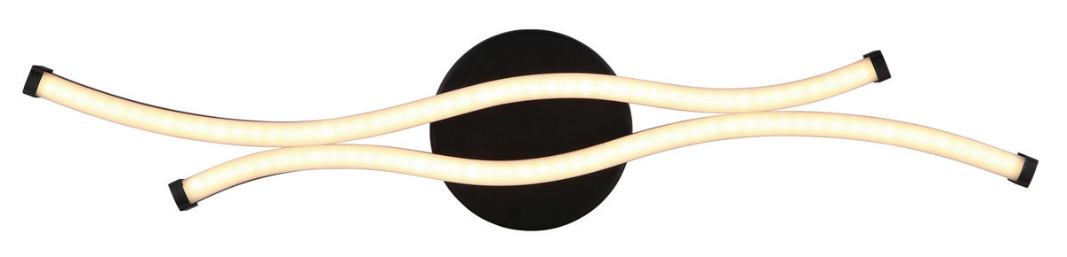 LED-DECKENLEUCHTE 47,6/10/5,6 cm   - Opal/Schwarz, Design, Kunststoff/Metall (47,6/10/5,6cm) - Globo