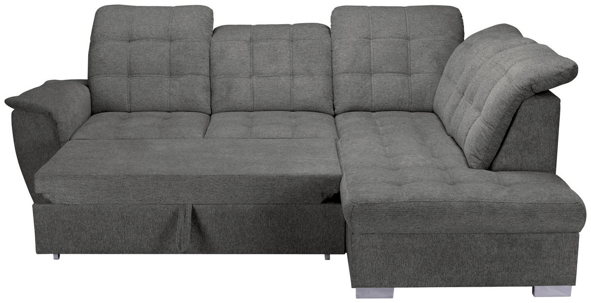 ECKSOFA Graubraun Chenille  - Chromfarben/Graubraun, KONVENTIONELL, Kunststoff/Textil (260/205cm) - Carryhome