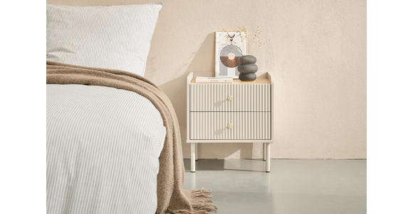 NACHTKÄSTCHEN in Eichefarben, Hellgrau  - Eichefarben/Goldfarben, Design, Holzwerkstoff/Metall (50/54/40cm) - Xora