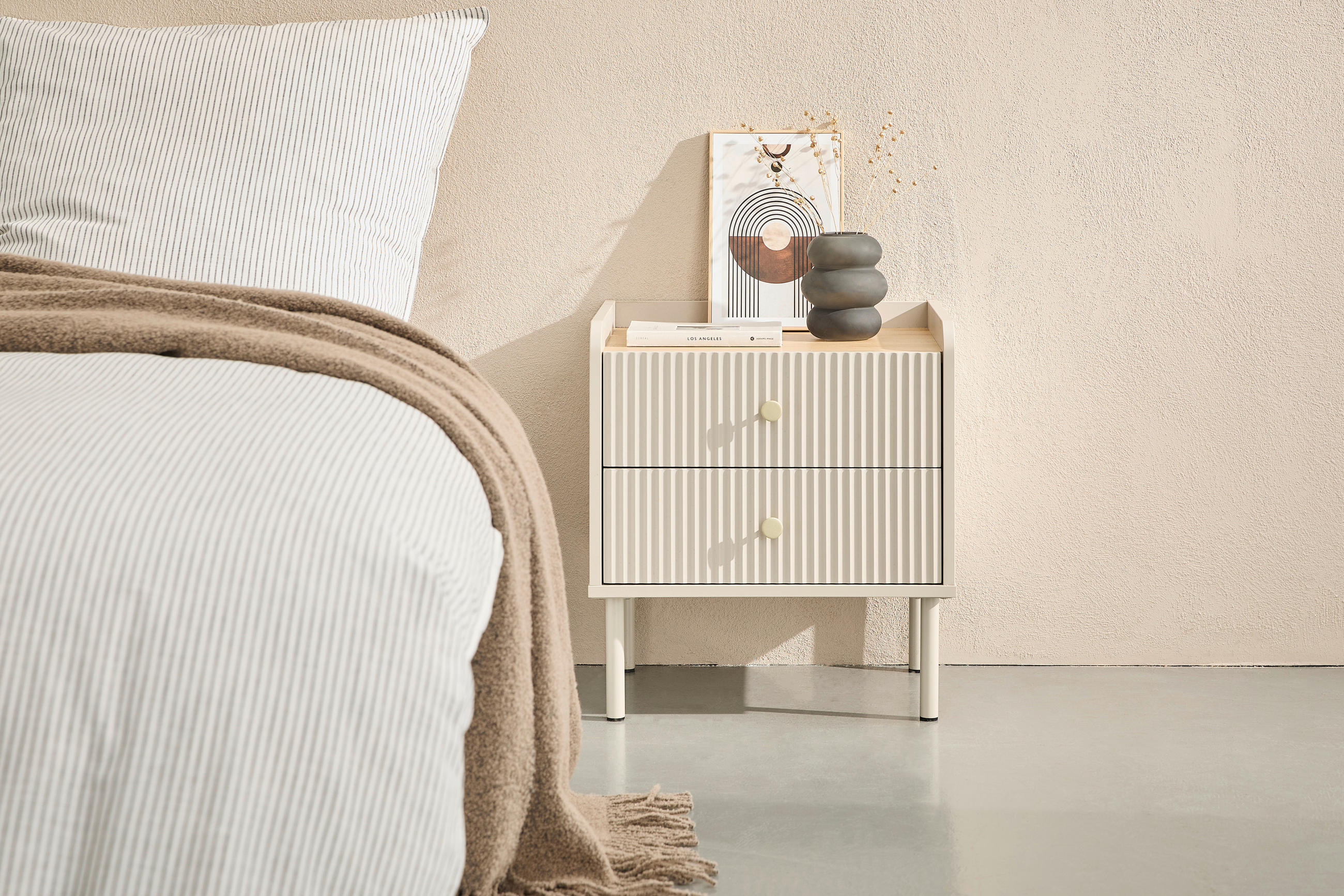 NACHTSCHRANK 50/54/40 cm  - Eichefarben/Goldfarben, Design, Holzwerkstoff/Metall (50/54/40cm) - Milino
