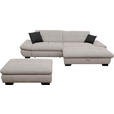 ECKSOFA in Mikrofaser Hellgrau  - Hellgrau/Schwarz, Design, Textil/Metall (290/198cm) - Xora