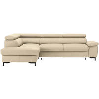 ECKSOFA in Echtleder Ecru  - Ecru/Schwarz, Design, Leder/Metall (213/268cm) - Stylife