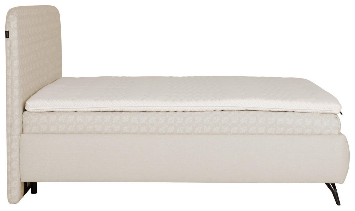 POLSTERBETT 180/200 cm,  in Sandfarben, gepolstertes Kopfteil, Lattenroste, Matratzen, H2 + H3 = mittel + fest  - Sandfarben/Schwarz, MODERN, Holz/Textil (180/200cm) - Joop!