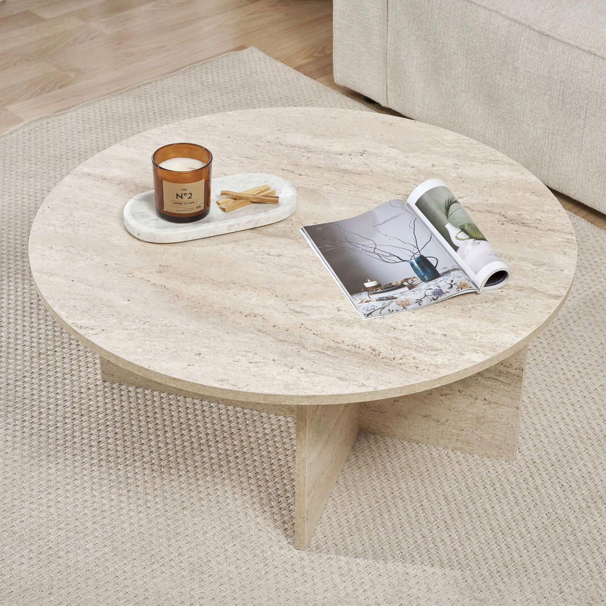 COUCHTISCH rund Creme  - Creme, Design, Holzwerkstoff (90/40/90cm) - MID.YOU