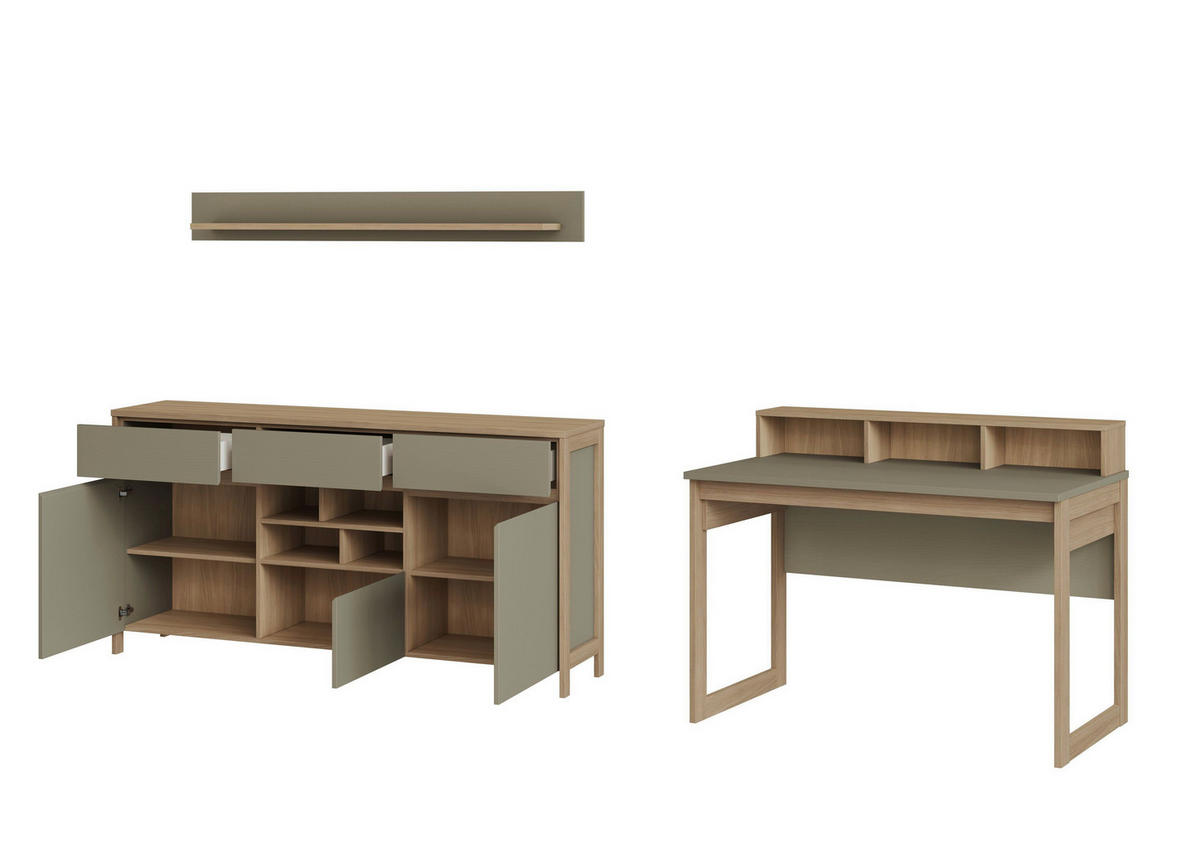 BÜRO erweiterbar, Typenauswahl Eukalyptusholzfarben - Eukalyptusholzfarben, Design, Holzwerkstoff - MID.YOU