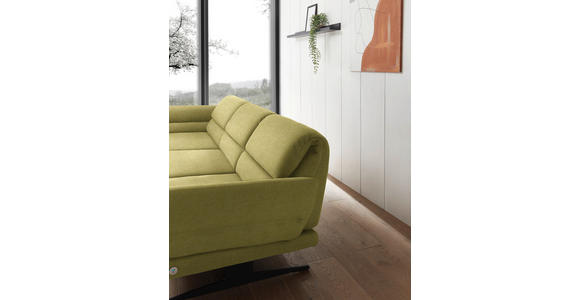 ECKSOFA Hellgrün Flachgewebe  - Schwarz/Hellgrün, Design, Textil/Metall (176-217/279-327cm) - Dieter Knoll