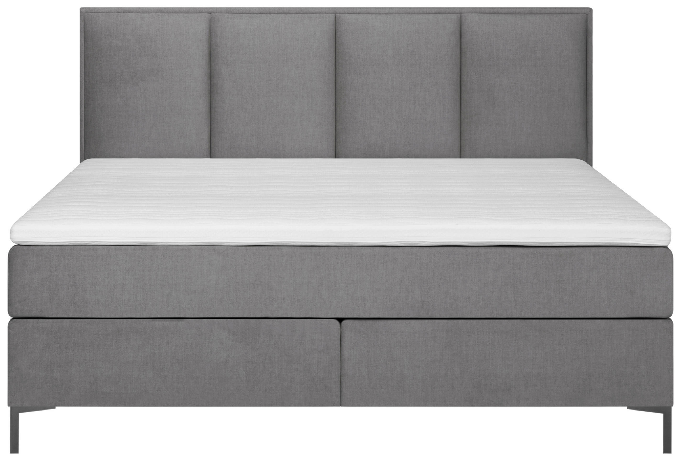 BOXSPRING-ÁGY 160/200 cm  szürke  - alumínium színű/szürke, Modern, textil (160/200cm) - MID.YOU