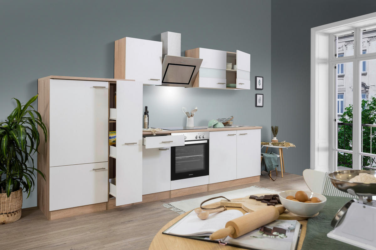 MODULKÖK 300 cm   i vit  - stålfärgad/vit, Basics, metall/trämaterial (300cm) - Respekta