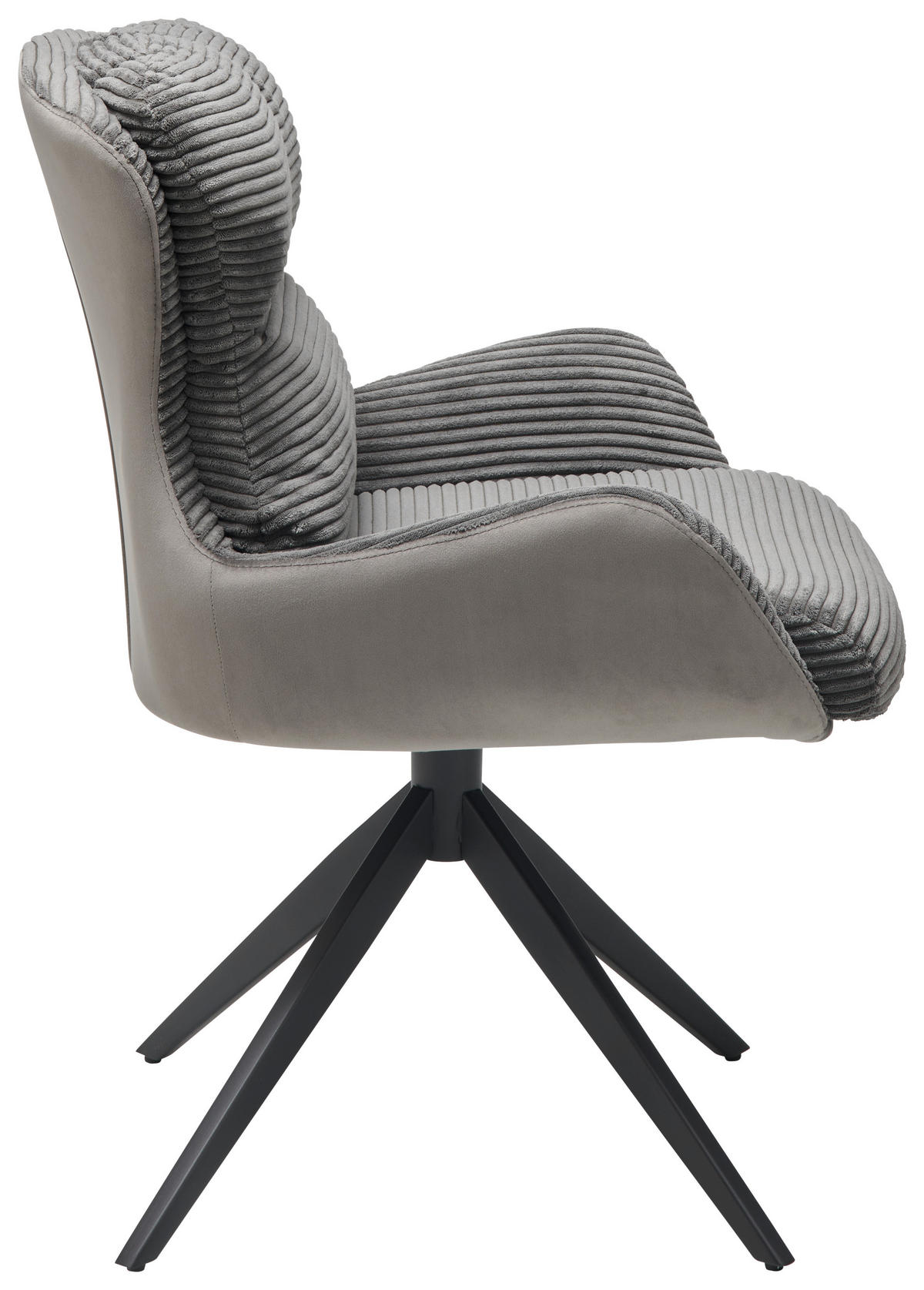 ARMLEHNSTUHL  in Eisen Cord  - Schwarz/Grau, LIFESTYLE, Textil/Metall (58/88/68cm) - MID.YOU
