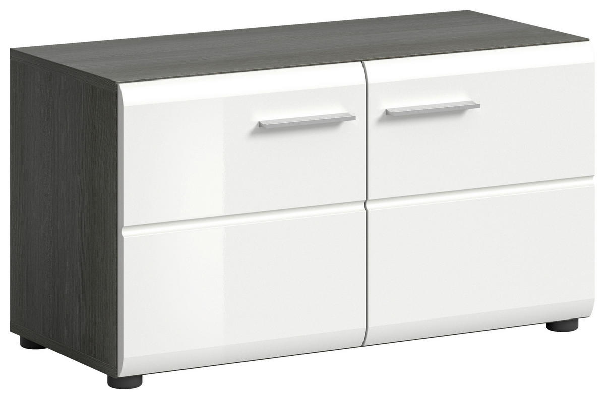 ŠATNÍ LAVICE, 80/44/37 cm - barvy stříbra/vysoce lesklá bílá, Design, kompozitní dřevo/plast (80/44/37cm) - MID.YOU