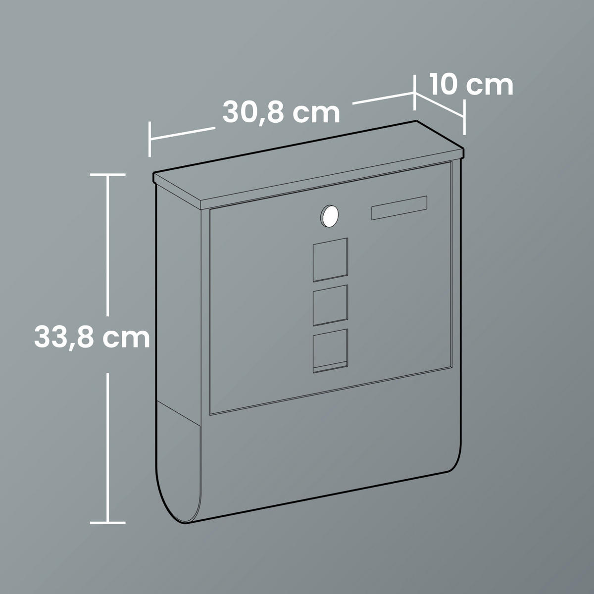 BRIEFKASTEN Dunkelgrau  - Dunkelgrau, Basics, Kunststoff/Metall (30.8/33.8/10cm)