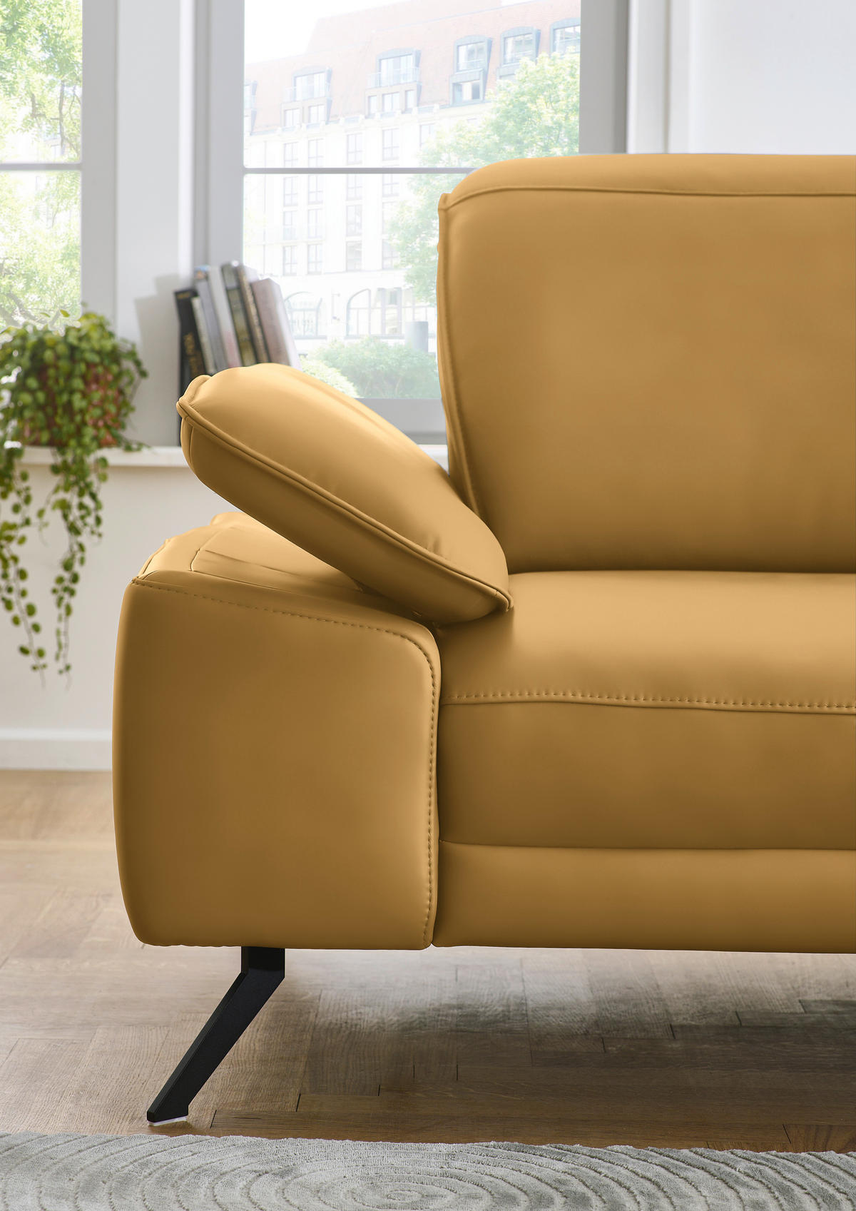 ECKSOFA in Echtleder Gelb  332/193 cm  - Gelb/Schwarz, Design, Leder/Metall (332/193cm) - Dieter Knoll