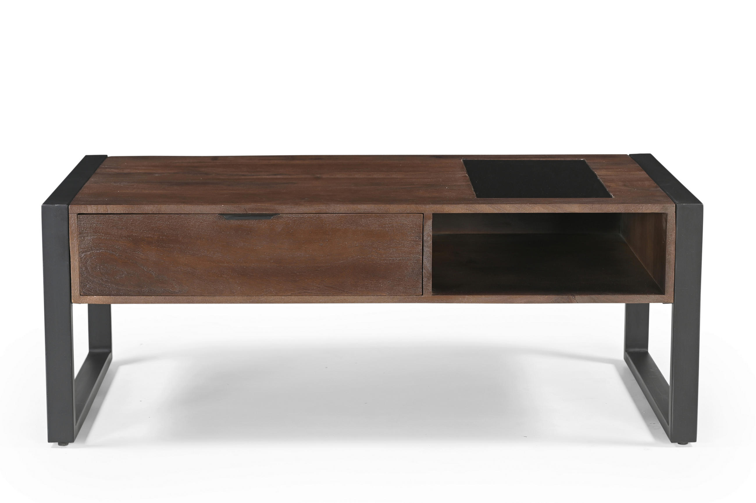 COUCHTISCH Mangoholz vollmassiv Klarglas 120/60/45 cm rechteckig Anthrazit, Dunkelbraun  - Dunkelbraun/Anthrazit, KONVENTIONELL, Glas/Holz (120/60/45cm) - Livetastic