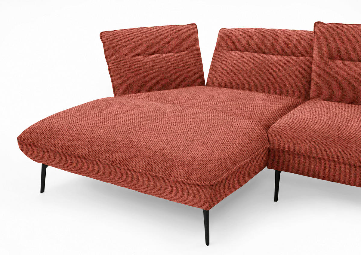 ECKSOFA in Flachgewebe Kupferfarben  153/339 cm  - Schwarz/Kupferfarben, Design, Textil/Metall (153/339cm) - Moderano