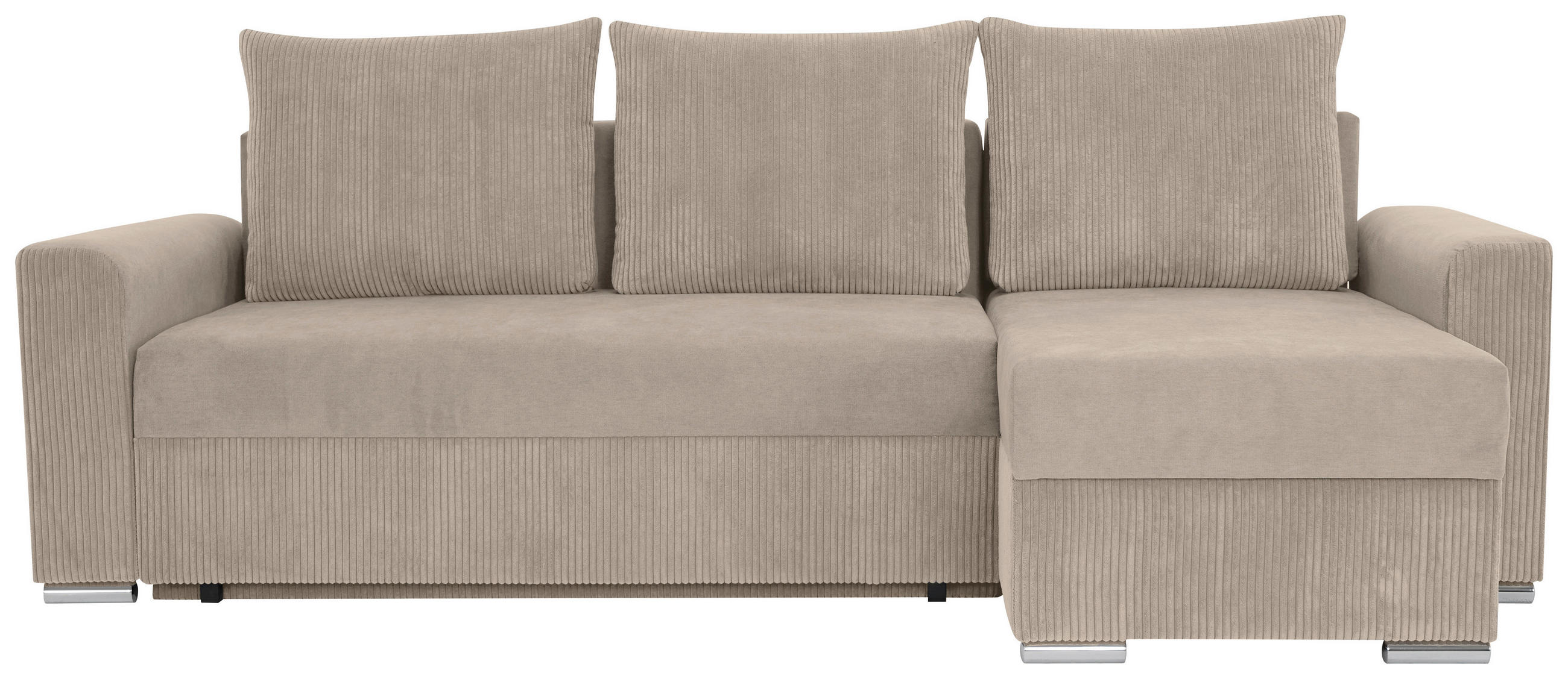 ECKSOFA in Cord, Mikrofaser Taupe  239/141 cm  - Taupe/Chromfarben, Design, Kunststoff/Textil (239/141cm) - Livetastic