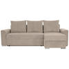 ECKSOFA in Cord, Mikrofaser Taupe  - Taupe/Chromfarben, Design, Kunststoff/Textil (239/141cm) - Livetastic