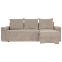 ECKSOFA in Cord, Mikrofaser Taupe  - Taupe/Chromfarben, Design, Kunststoff/Textil (239/141cm) - Livetastic