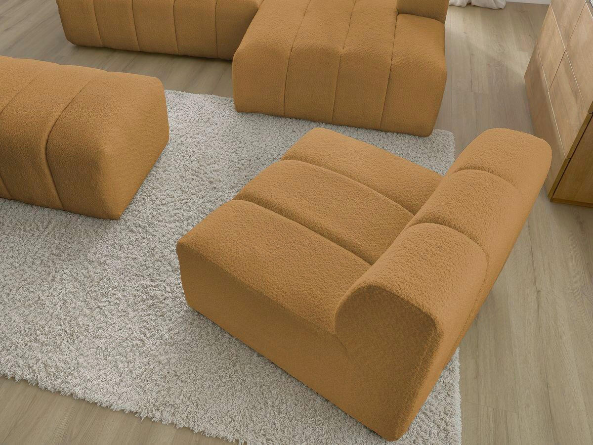 ECKSOFA Ottomane rechts  ANNECY Gelb Bouclé  - Gelb/Schwarz, MODERN, Kunststoff/Textil (262/170cm)